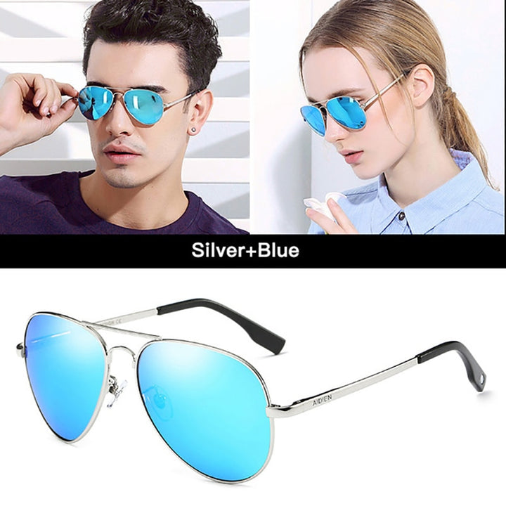 Aidien Unisex Alloy Aviation Myopic Lens Sunglasses Black Blue Brown 6606 Sunglasses Aidien Blue 0 