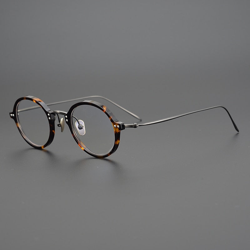 Gatenac Unisex Full Rim Round Acetate Titanium Frame Eyeglasses Gxyj329 Full Rim Gatenac   