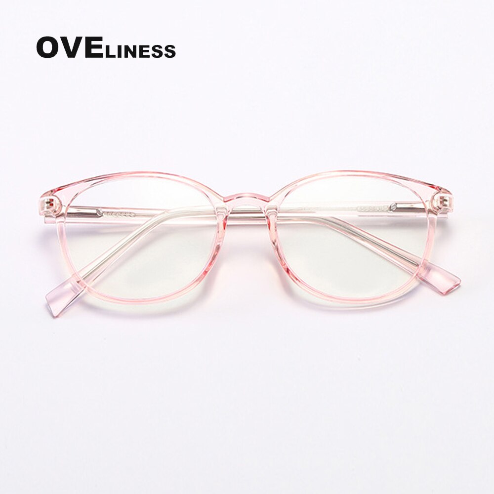 Oveliness Unisex Full Rim Round Square Tr 90 Titanium Eyeglasses 8109 Full Rim Oveliness pink  