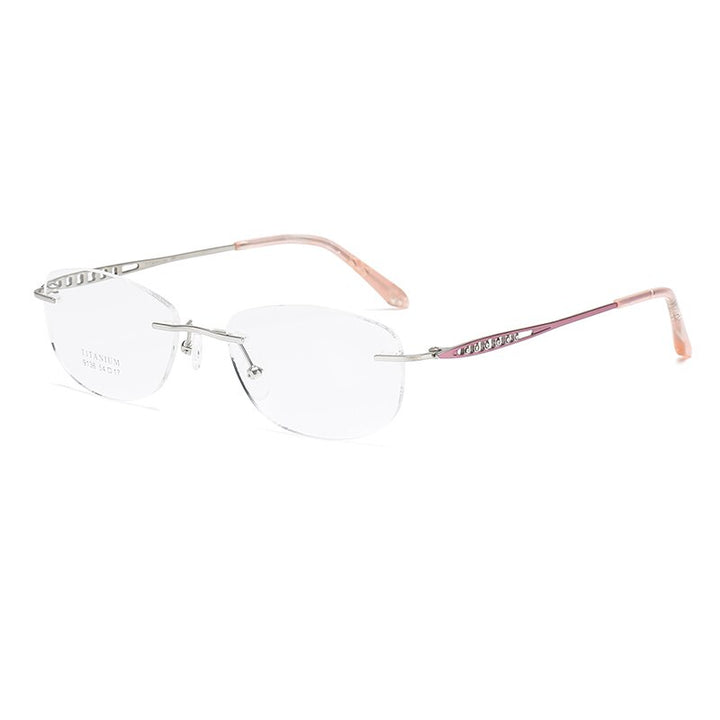 Zirosat 9136 Women's Eyeglasses Titanium Rimless Eyewear Diamond Trimmed Rimless Zirosat pink  