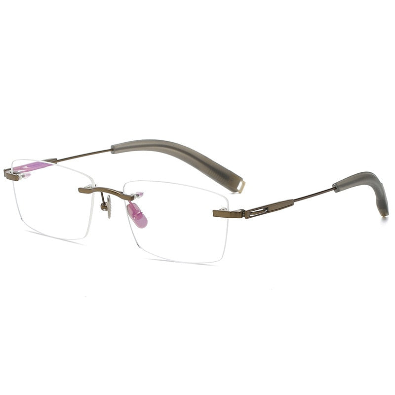 Yimaruili Men's Rimless Square β Titanium Frame Eyeglasses 80816 Rimless Yimaruili Eyeglasses Bronze  