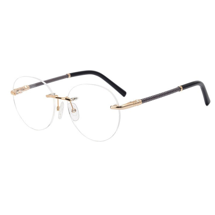 Aissuarvey Titanium Rimless Oval Frame Eyeglasses Men's 16066 Rimless Aissuarvey Eyeglasses Gold  