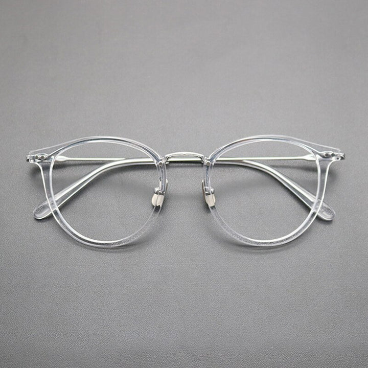 Gatenac Unisex Full Rim Round Titanium Acetate Frame Eyeglasses Gxyj717 Full Rim Gatenac Transparent  