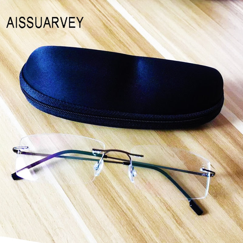 Aissuarvey Men's Rectangular Rimless Titanium Alloy Frame Eyeglasses As858 Rimless Aissuarvey Eyeglasses   