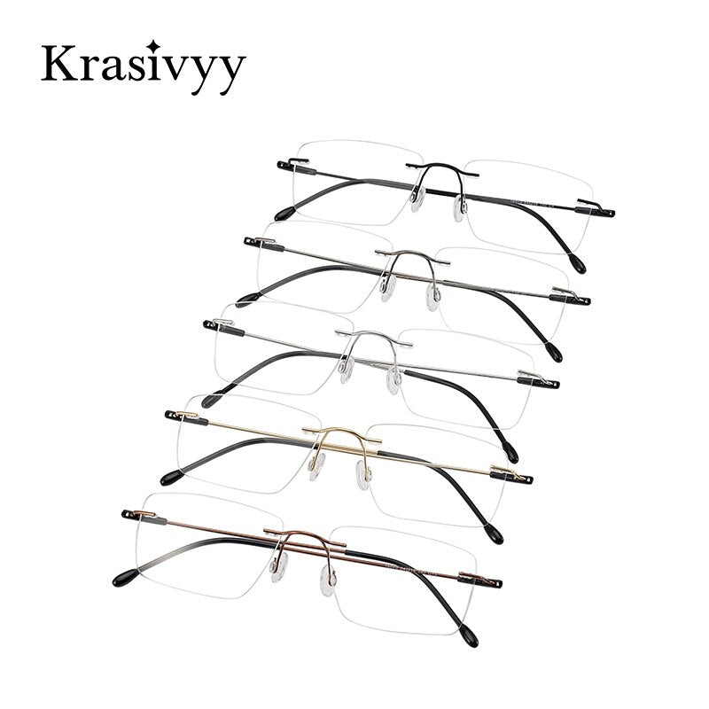 Krasivyy Men's Rimless Square Screwless Titanium Eyeglasses Kr16073 Rimless Krasivyy   