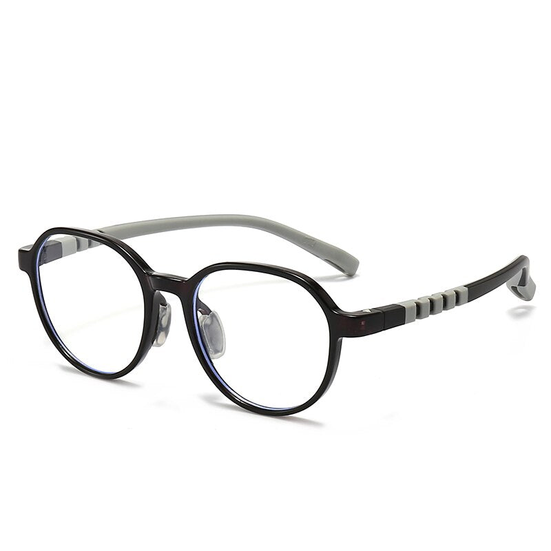 Oveliness Unisex Children's Full Rim Round Square Tr 90 Titanium Eyeglasses Trd110 Full Rim Oveliness c1 black grey  