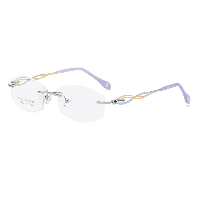Zirosat 88038 Women's Eyeglasses Tint Lenses Diamond Cutting Rimless Titanium Rimless Zirosat   