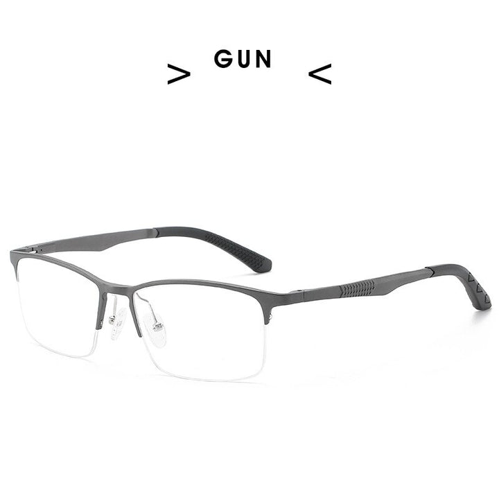 Hdcrafter Men's Full Rim Square Titanium Frames Eyeglasses P6333 Full Rim Hdcrafter Eyeglasses gray  