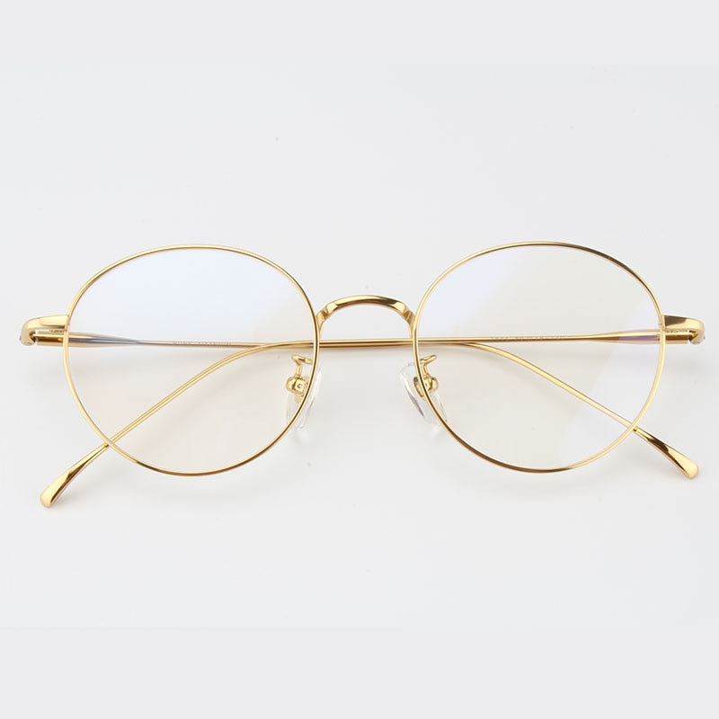 Muzz Unisex Full Rim Round Titanium Frame Eyeglasses 6144 Full Rim Muzz GOLD  