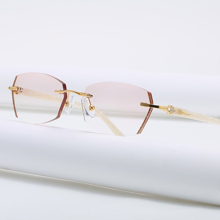 Zirosat 58069 Women's Eyeglasses Alloy Tint Lenses Diamond Cutting Rimless Titanium Rimless Zirosat   