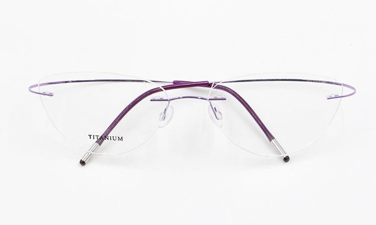 Women's Rimless Eyeglasses Titanium Frame 20003 Rimless Bclear Light Purple  