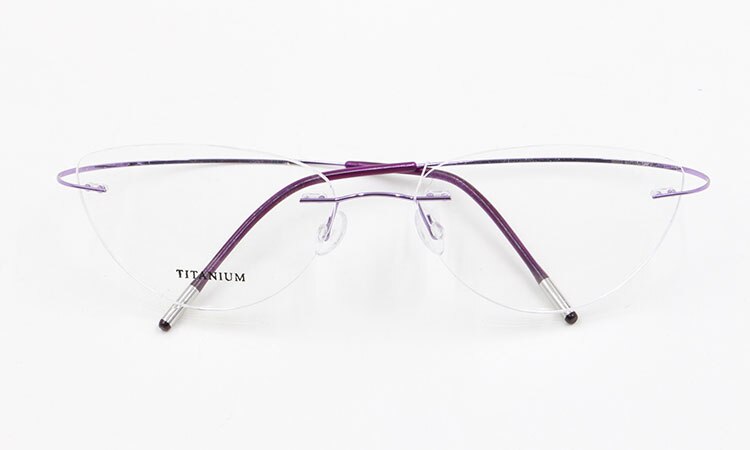 Bclear Women Rimless Cat Eye Memory Titanium Eyeglasses 2003 Rimless Bclear light purple  