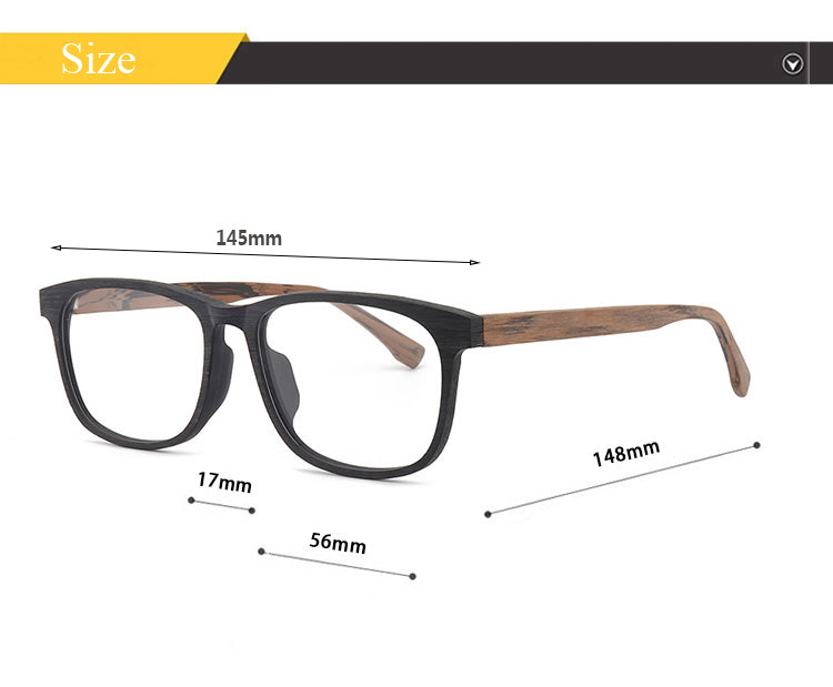 Hdcrafter Men's Full Rim Square Metal Wood Frame Eyeglasses P1689 Full Rim Hdcrafter Eyeglasses   