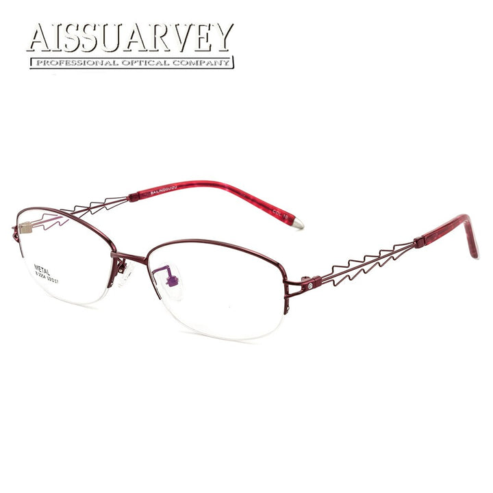 Aissuarvey Women's Semi Rim Rectangle Hollow Alloy Eyeglasses As1561571 Semi Rim Aissuarvey Eyeglasses   