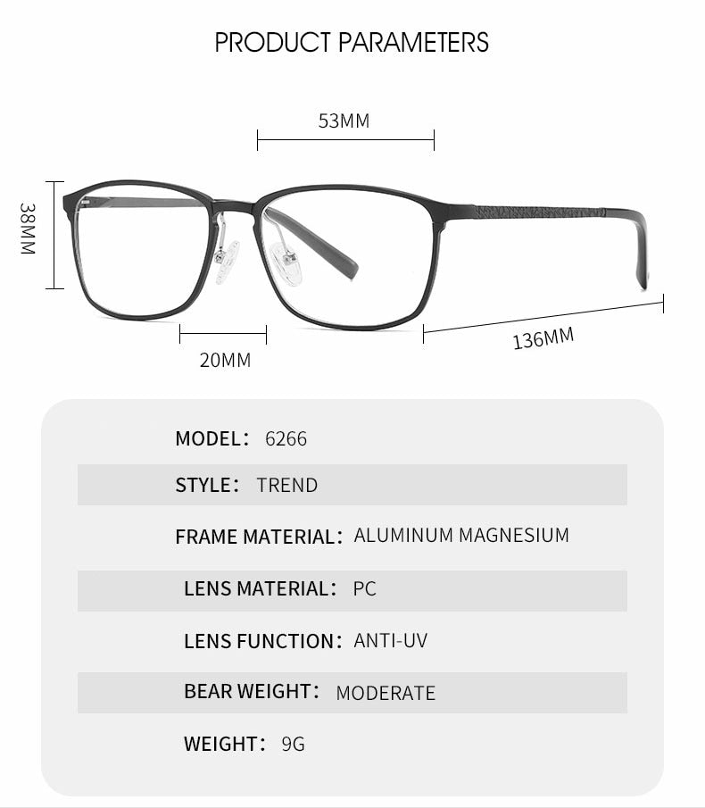 Hotochki Unisex Full Rim Aluminum Magnesium Alloy Frame Eyeglasses 6266 Full Rim Hotochki   