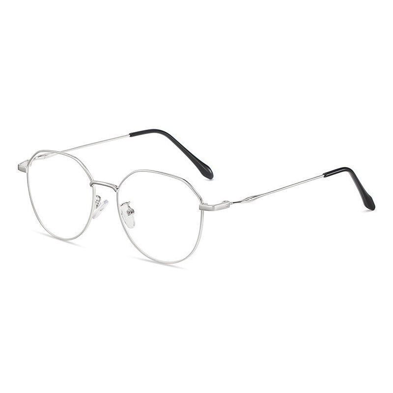 Handoer Unisex Full Rim Polygonal Square Alloy Eyeglasses 1913 Full Rim Handoer Silver  