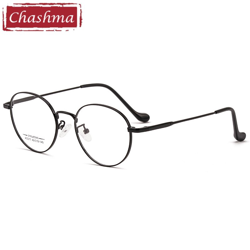 Chashma Ottica Unisex Full Rim Oval Stainless Steel Eyeglasses A017 Full Rim Chashma Ottica Black  
