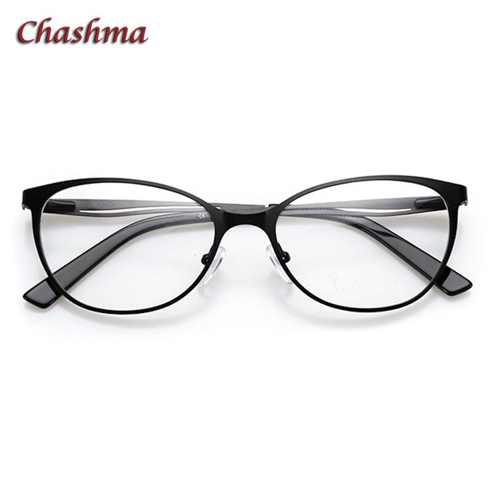 Chashma Ochki Women's Full Rim Square Cat Eye Alloy Eyeglasses 4104 Full Rim Chashma Ochki Black  