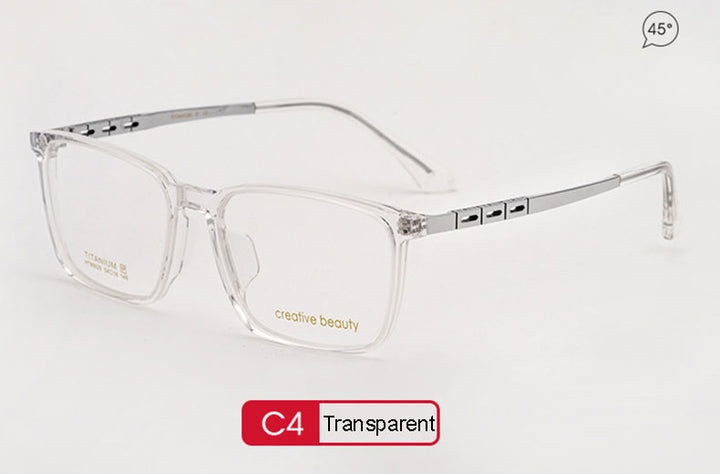 Hotony Men's Full Rim TR 90 Resin Titanium Square Frame Eyeglasses 5020 Full Rim Hotony   