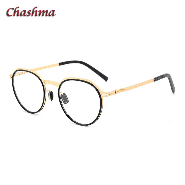 Chashma Ochki Unisex Full Rim Round Acetate Alloy Eyeglasses 8906 Full Rim Chashma Ochki C1  