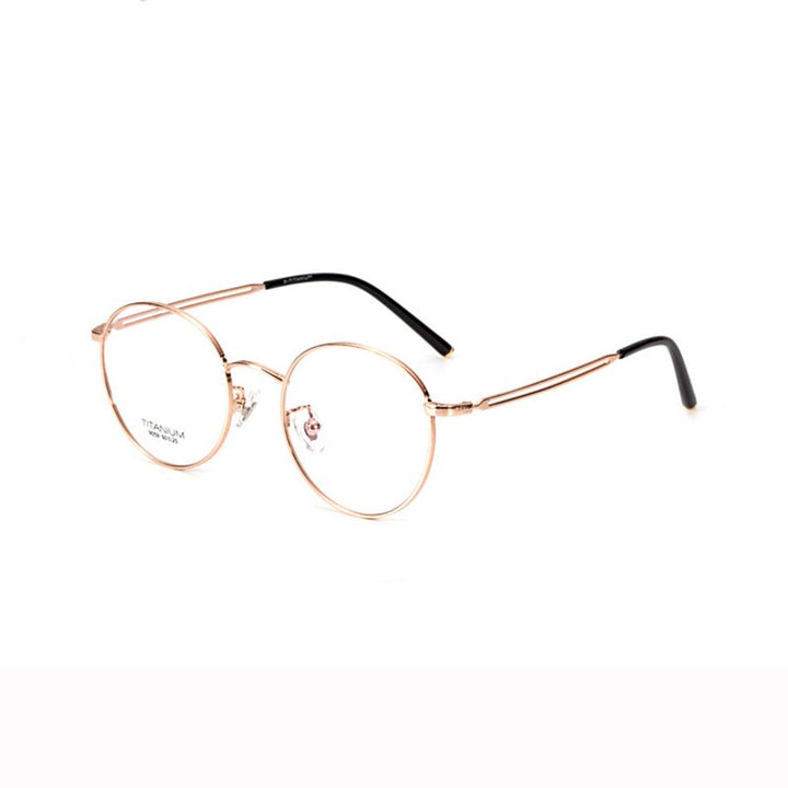 Women's Full Rim Round Titanium Frame Eyeglasses Lr9059 Full Rim Bclear Rose gold  