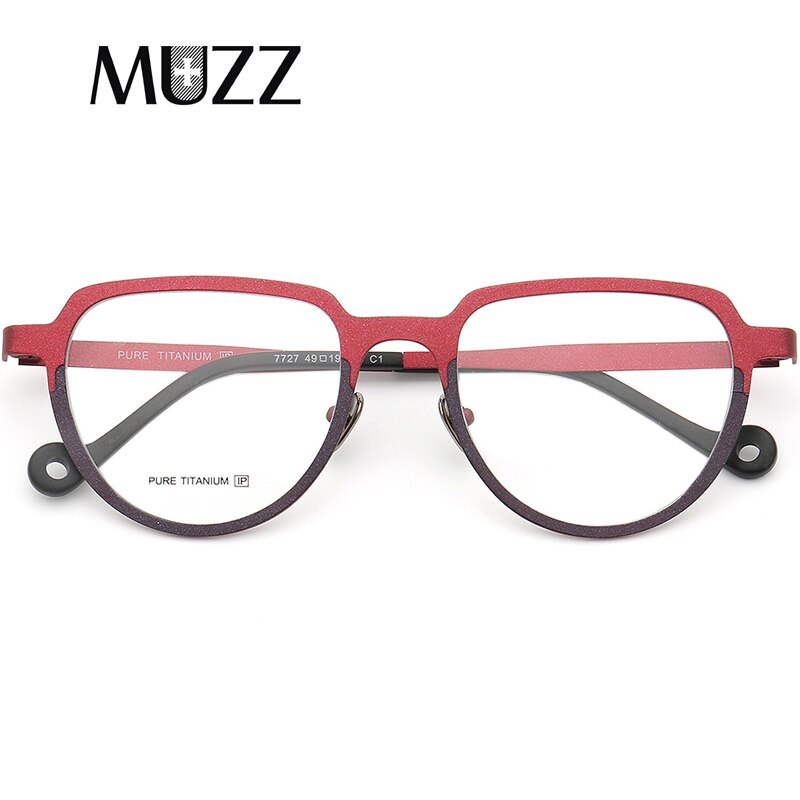 Muzz Women's Full Rim Square Round Titanium Frame Eyeglasses T7727 Full Rim Muzz C1  