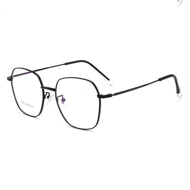 Hotony Unisex Full Rim Polygon Alloy Frame Spring Hinge Eyeglasses D875 Full Rim Hotony black  