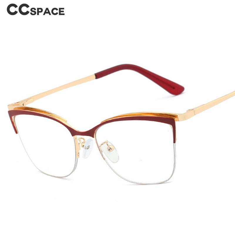 CCspace Women's Semi Rim Cat Eye Alloy Frame Eyeglasses 48282 Semi Rim CCspace   