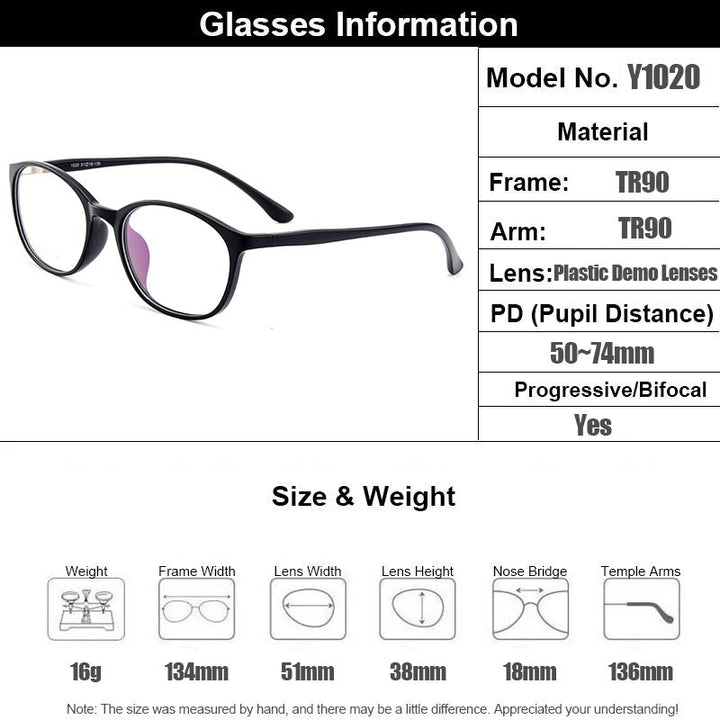 Women's Eyeglasses Oval Ultralight Tr90 Frame Y1020 Frame Gmei Optical   