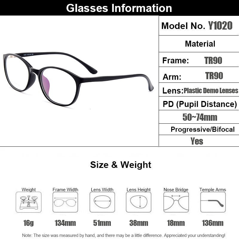 Gmei Women's Eyeglasses Oval Ultralight Tr90 Frame Y1020 Full Rim Gmei Optical   