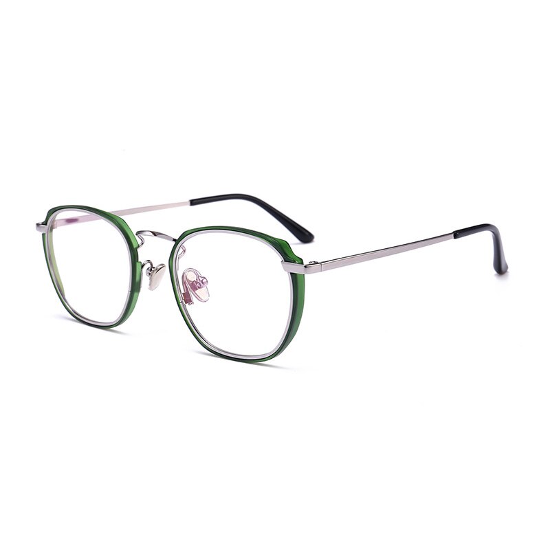 Reven Jate Tr90 Unisex Eyeglasses Round Glasses 1718063 Frame Reven Jate green-silver  