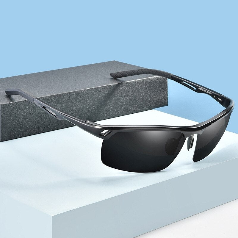 Yimaruili Unisex Semi Rim Aluminum Magnesium Frame Polarized Sunglasses 8550 Sunglasses Yimaruili Sunglasses   
