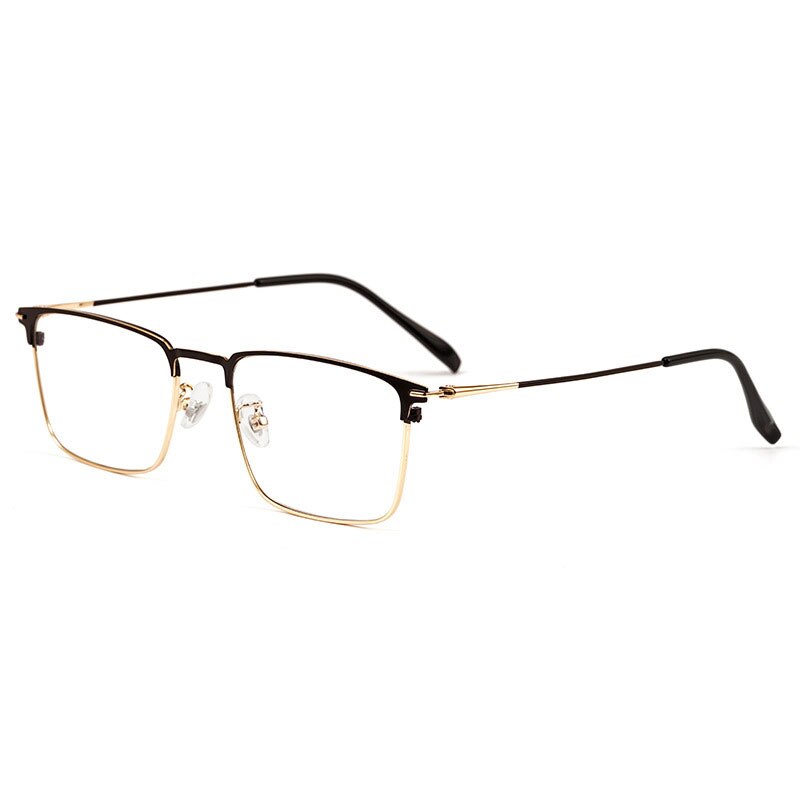 Reven Jate Men's Eyeglasses 0606 Full Rim Square Shape Alloy Eyewear Rx-Able Full Rim Reven Jate black-golden  