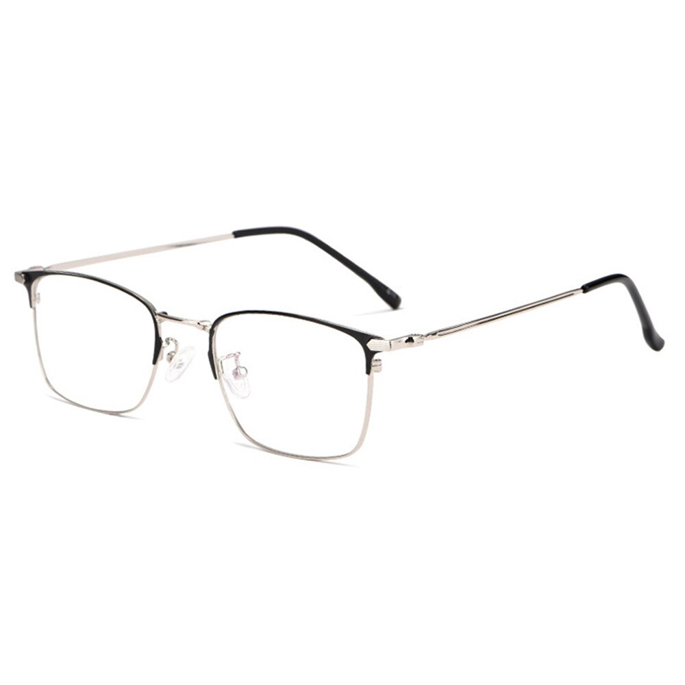 Unisex Eyeglasses Alloy 1591 Frame Chashma Black with Silver  