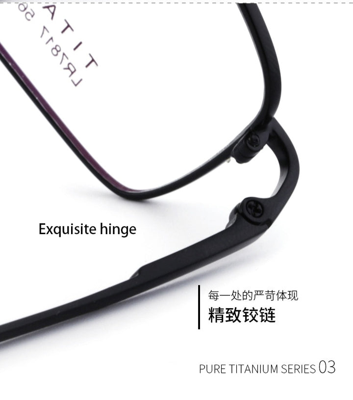 Men's Big Square Full Rim Titanium Frame Eyeglasses LR7817 Full Rim Bclear   