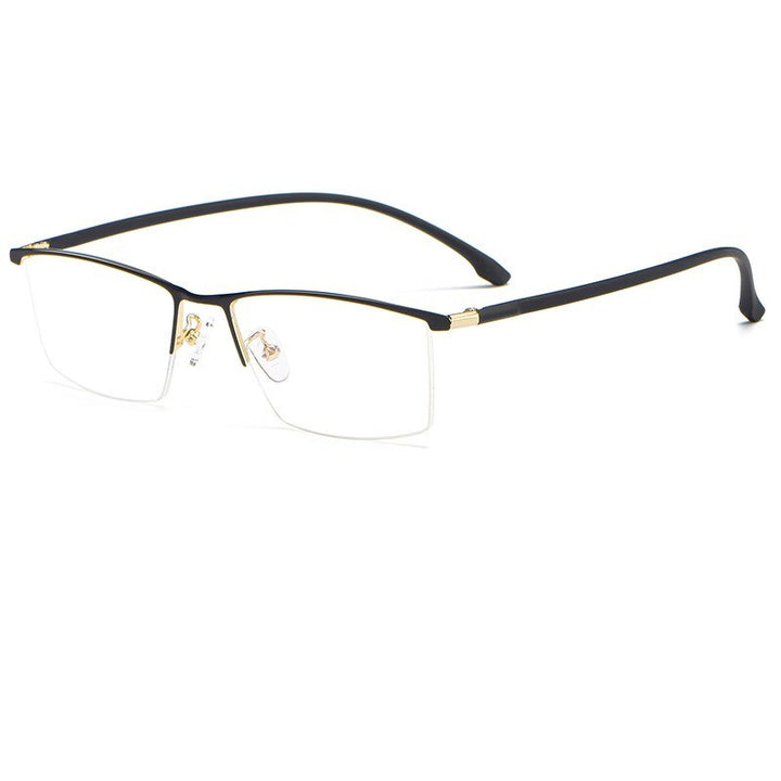 Yimaruili Men's Semi Rim Carbon Fiber Alloy Frame Eyeglasses 96071 Semi Rim Yimaruili Eyeglasses Black gold China 