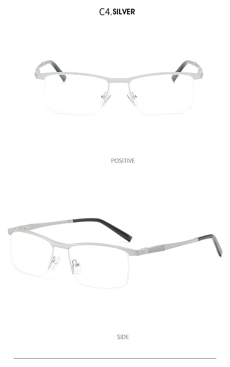 Hdcrafter Men's Semi Rim Square Aluminum Magnesium Alloy Frame Eyeglasses 6303 Semi Rim Hdcrafter Eyeglasses   