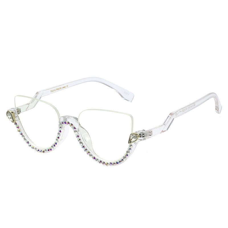 CCSpace Women's Semi Rim Tr 90 Titanium Jeweled Frame Eyeglasses 45159 Semi Rim CCspace 03  