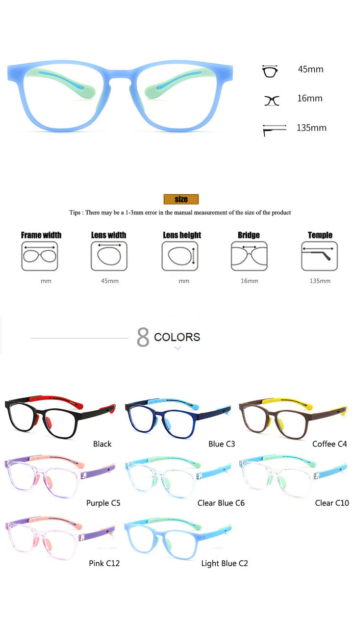 Oveliness Unisex Children's Full Rim Square Tr 90 Titanium Eyeglasses Oltrj06p Full Rim Oveliness   