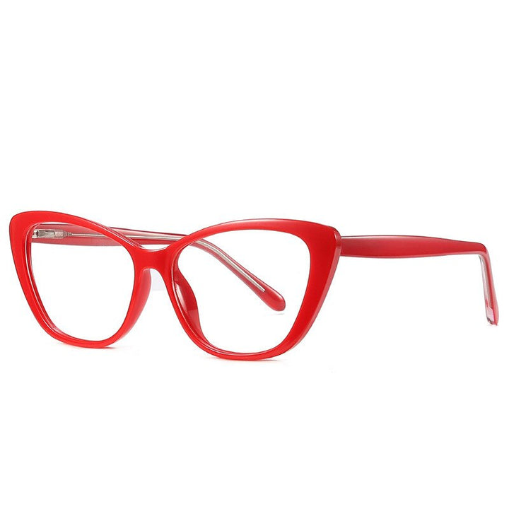 Women's Eyeglasses Cat Eye Acetate 2004 Frame Chashma Red  