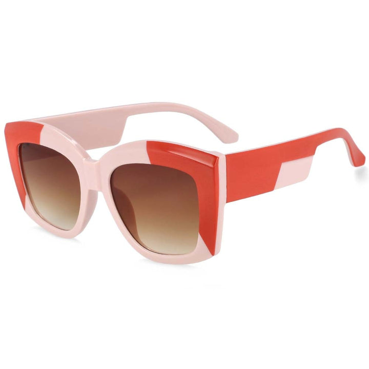 CCSpace Women's Full Rim Oversized Square Resin Frame Sunglasses 53928 Sunglasses CCspace Sunglasses pink red  