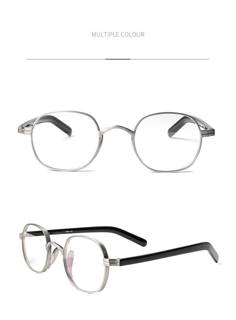 Muzz Men's Full Rim Square Titanium Acetate Frame Eyeglasses 10518ym Full Rim Muzz Silver  