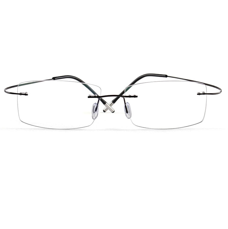 Men's Eyeglasses Square Frame Titanium Alloy Rimless 5217 Rimless SunnyFunnyDay Black  