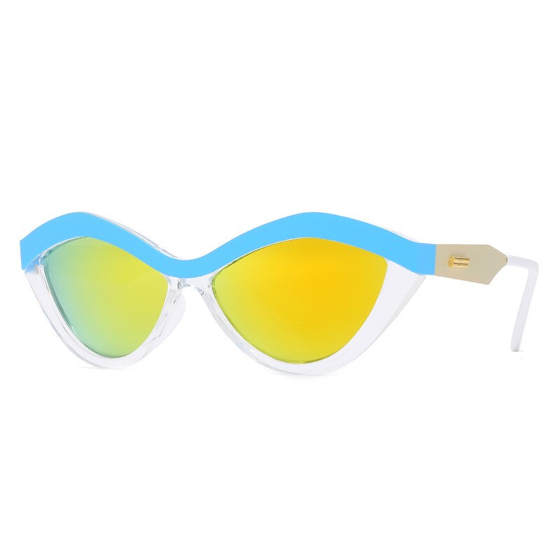 CCSpace Full Rim Cat Eye Resin Frame Sunglasses 46885 Sunglasses CCspace Sunglasses C6White-Blue-Yellow  