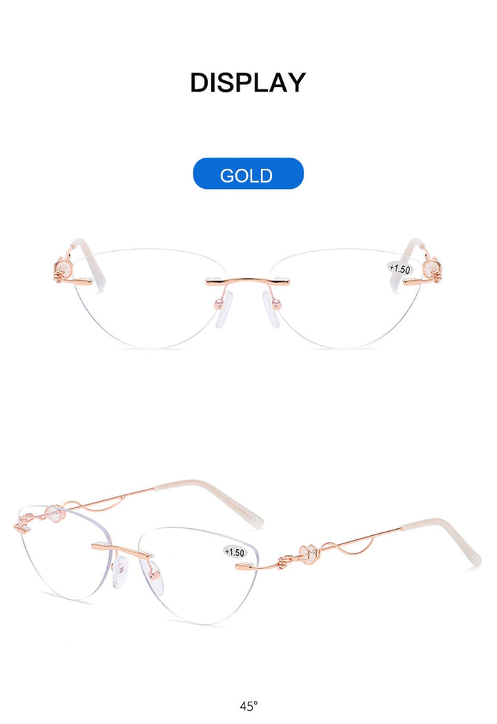 Women's Eyeglasses Rimless Reading Glasses Anti Blue Light 1411 Reading Glasses Ahora   
