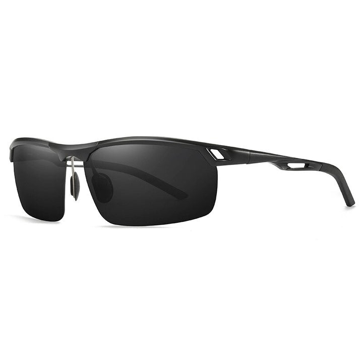 Yimaruili Unisex Semi Rim Aluminum Magnesium Frame Polarized Sunglasses 8550 Sunglasses Yimaruili Sunglasses Polarized Lens black 