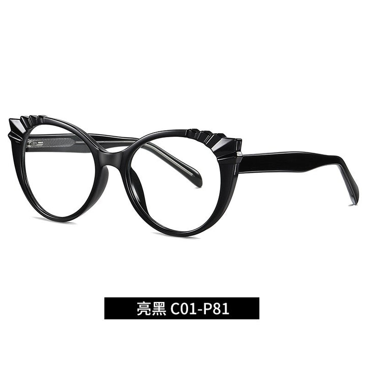 Reven Jate Women's Eyeglasses 3510 Tr-90 Cat Eye Full Rim Flexible Full Rim Reven Jate black  