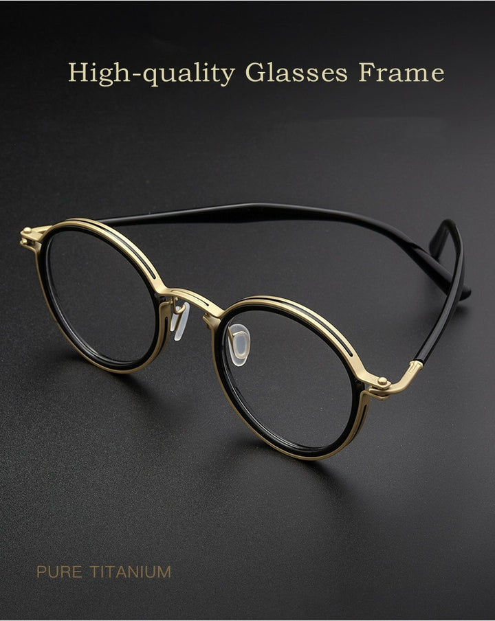 Yimaruili Unisex Full Rim Round Titanium Frame Eyeglasses H33088 Full Rim Yimaruili Eyeglasses   