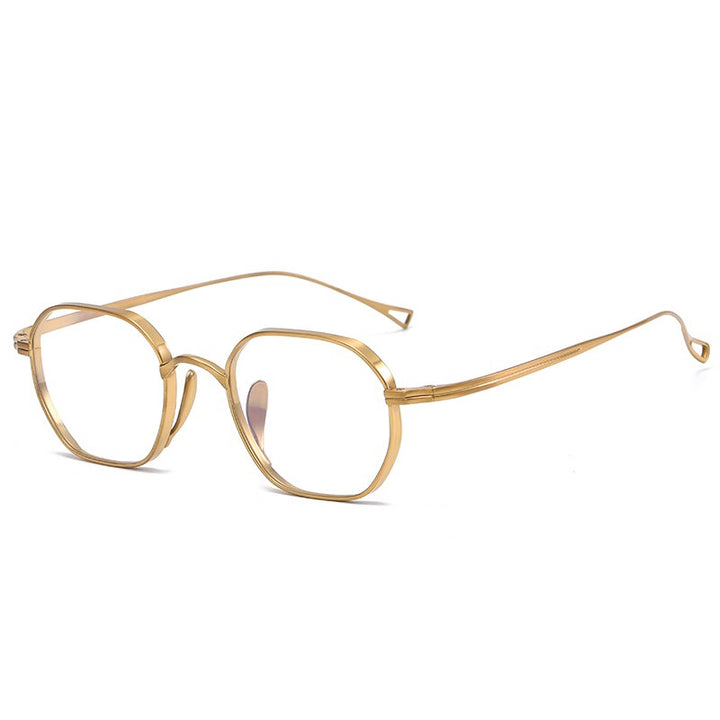 Muzz Unisex Full Rim Square Round Titanium Acetate Frame Eyeglasses 9917 Full Rim Muzz Gold  