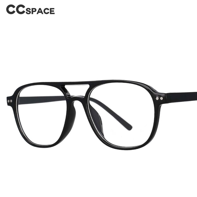 CCSpace Unisex Full Rim Square Resin Double Bridge Frame Eyeglasses 53120 Full Rim CCspace   